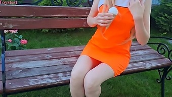 Public Play With Vibrator And Fake Ice Cream By Horny Amateur
